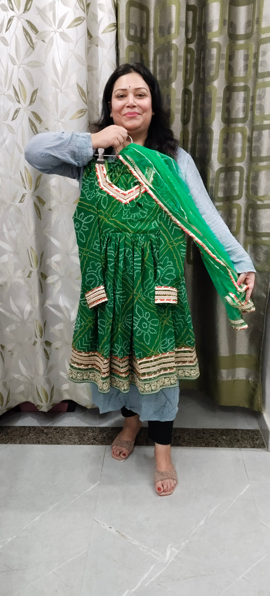 Chunri print jaipuri long frock suits