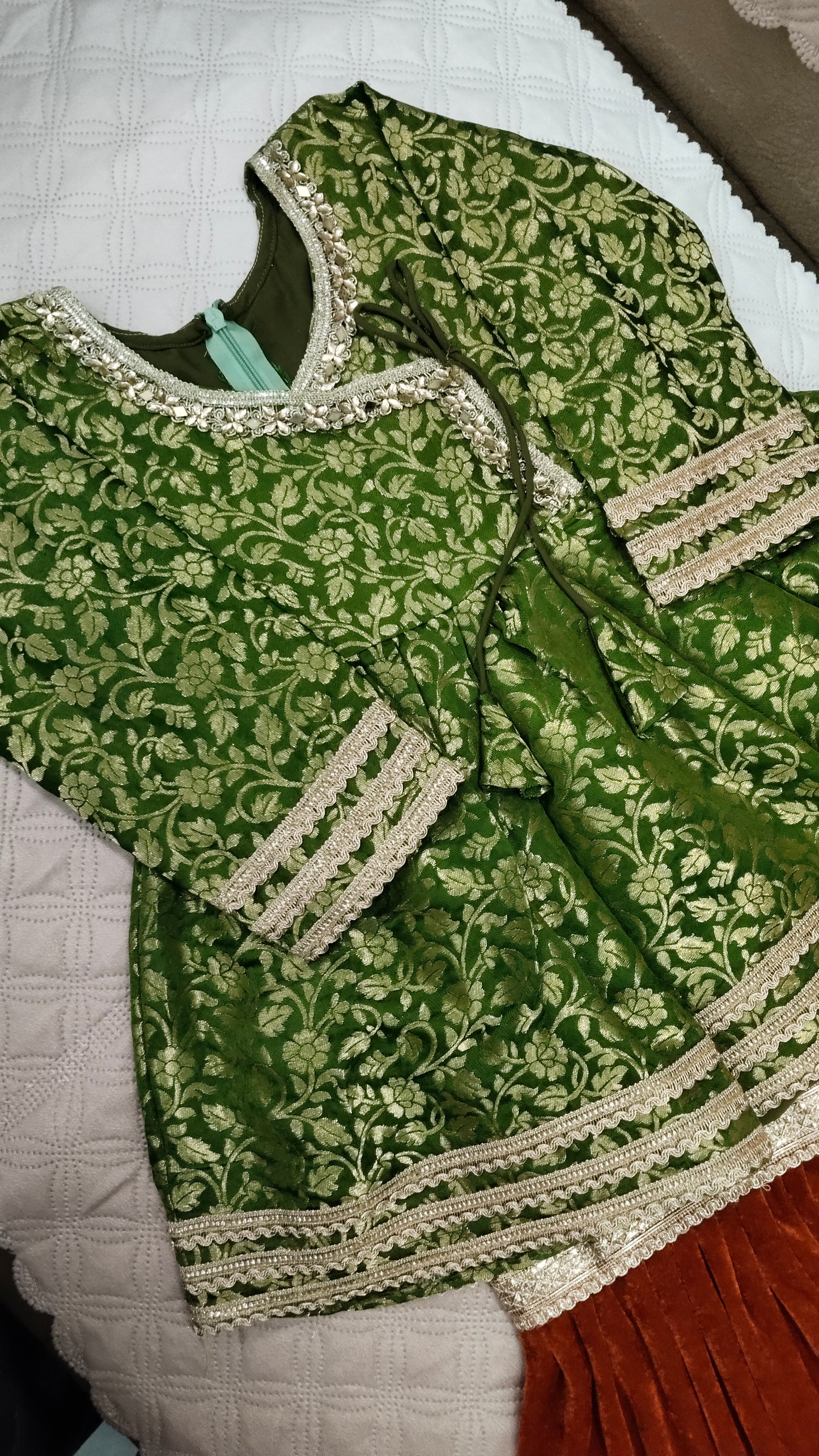 Banarasi peplum with velvet garara