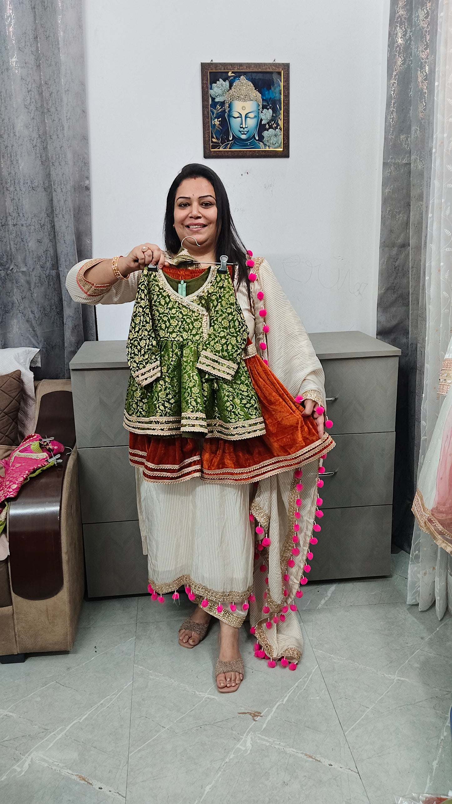 Banarasi peplum with velvet garara