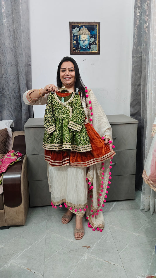 Banarasi peplum with velvet garara