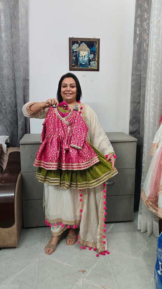 Banarasi peplum with velvet garara
