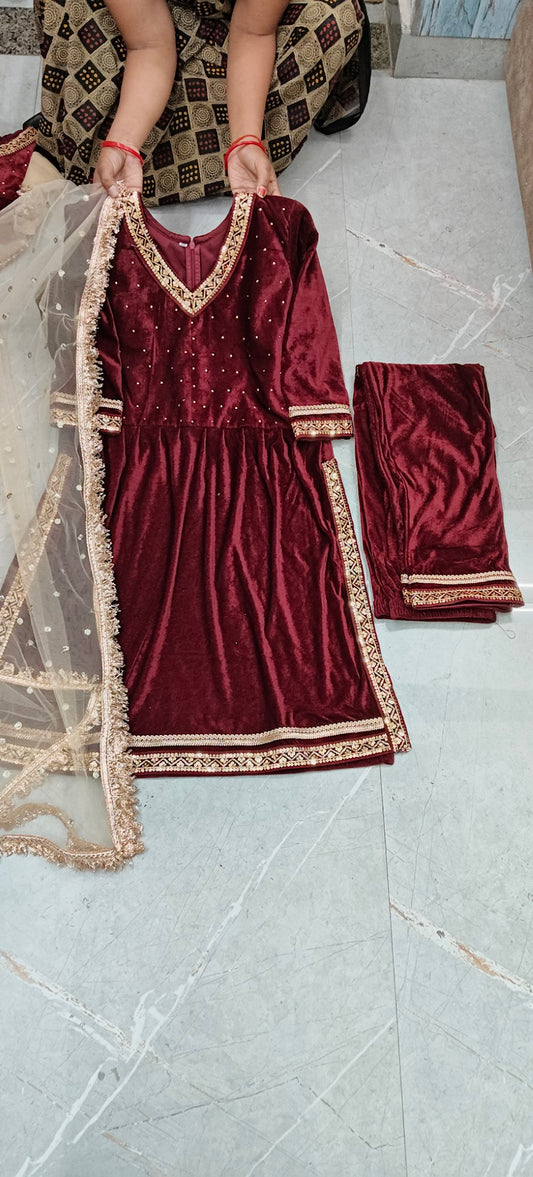 Velvet Naira Cut Suit - for Kids n moms