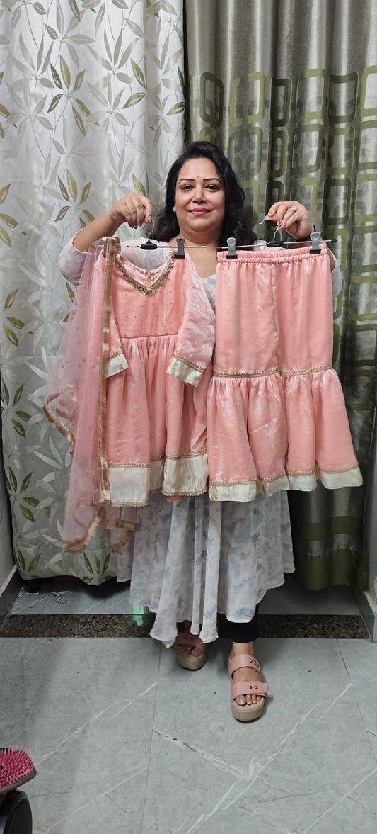 Pure Satin silk emblished Garara Set