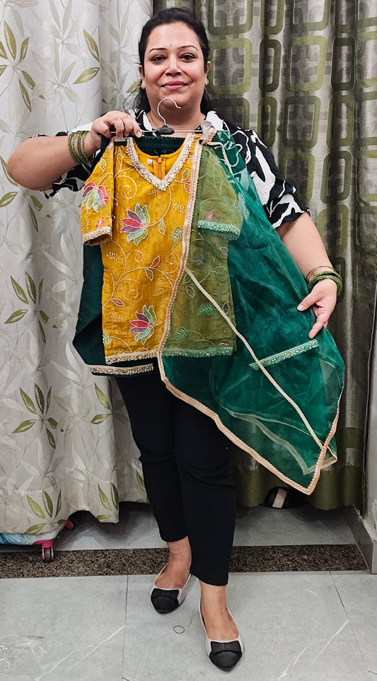Pure crush silk handwork punjabi salwar suits