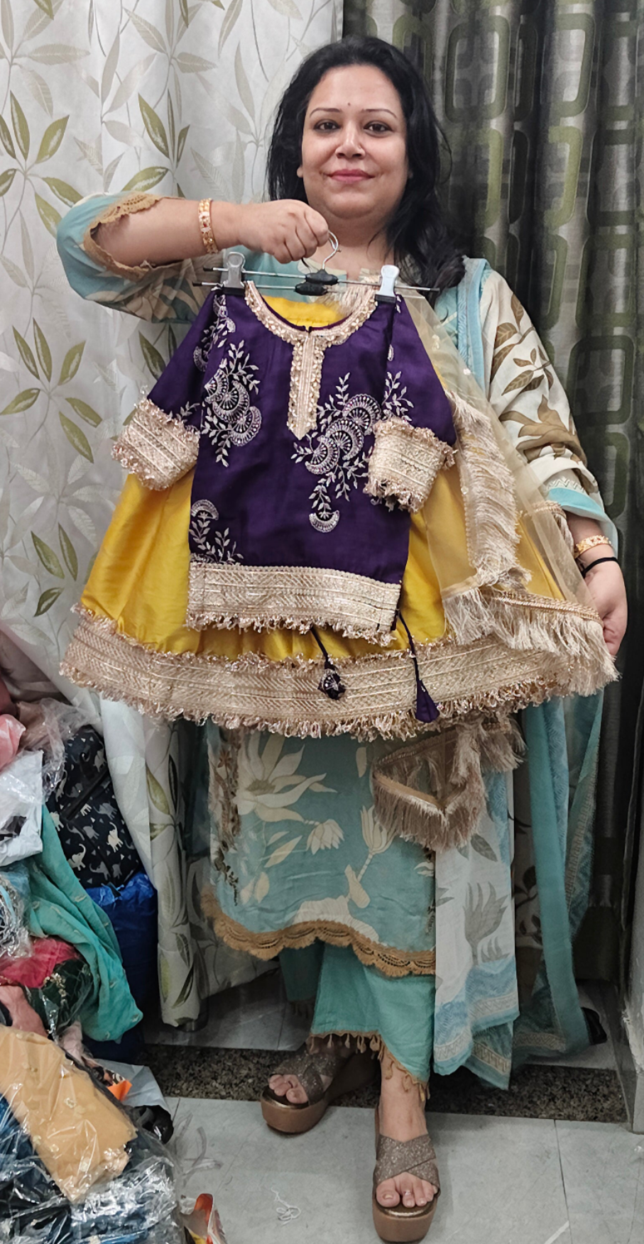 Embroidered kurta with lehnga