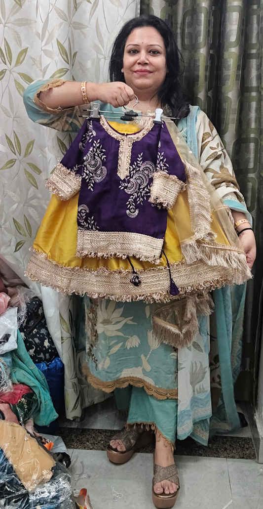 Embroidered kurta with lehnga