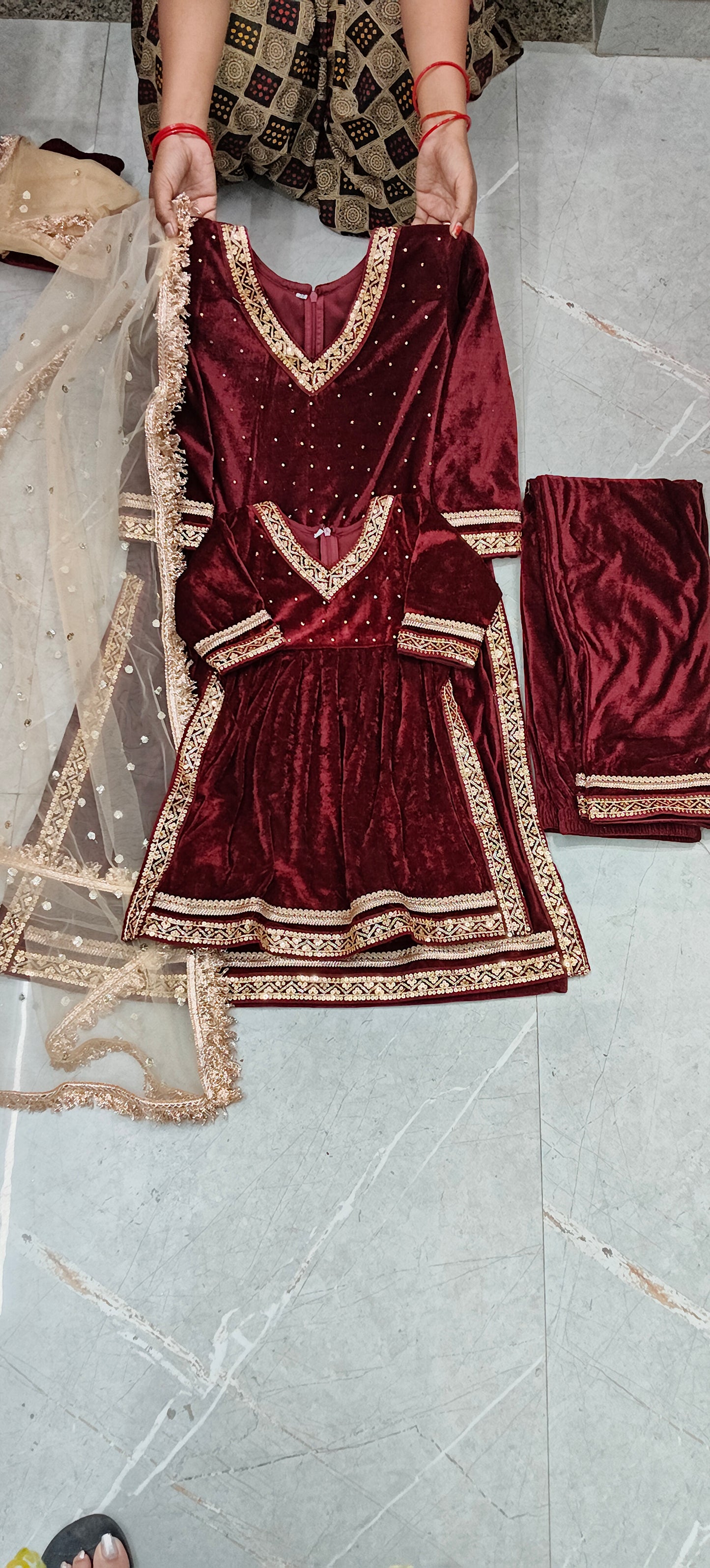 Velvet Naira Cut Suit - for Kids n moms