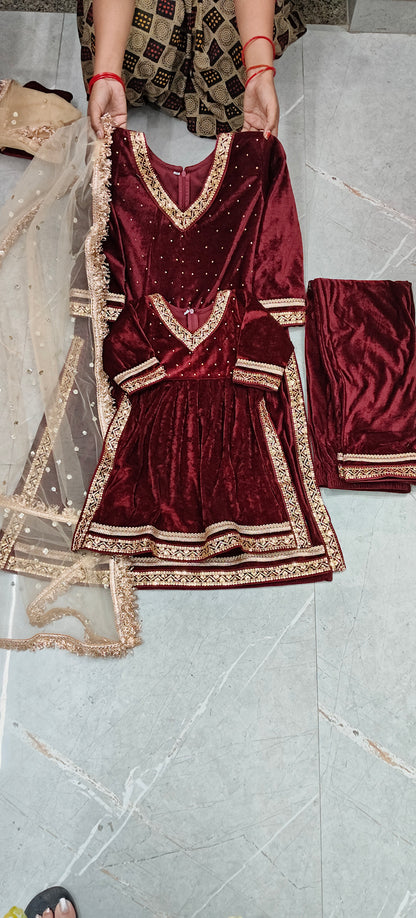 Velvet Naira Cut Suit - for Kids n moms