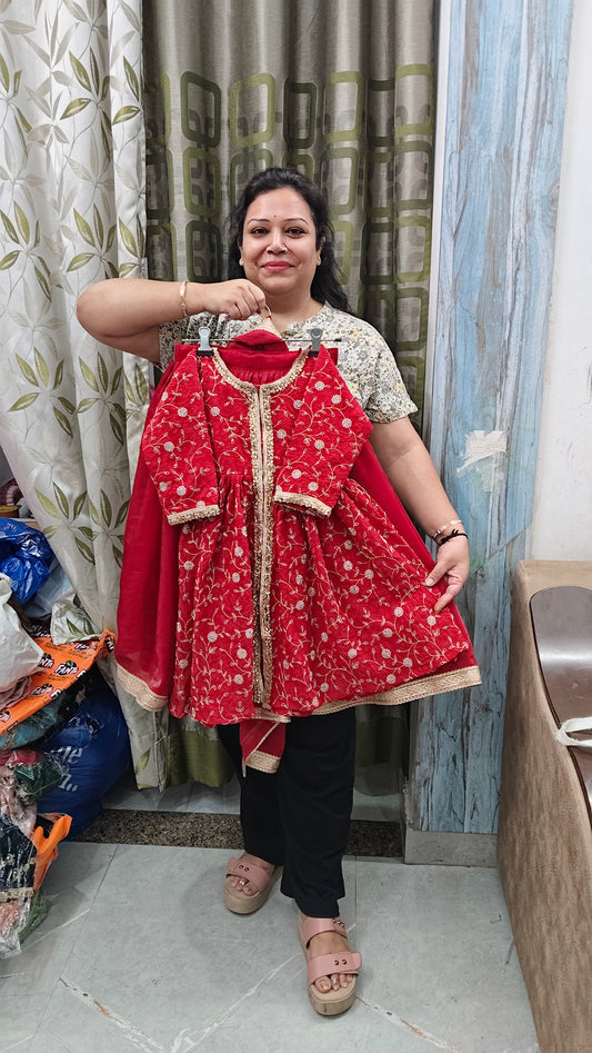 Pure satin silk handwork indo-western outfit