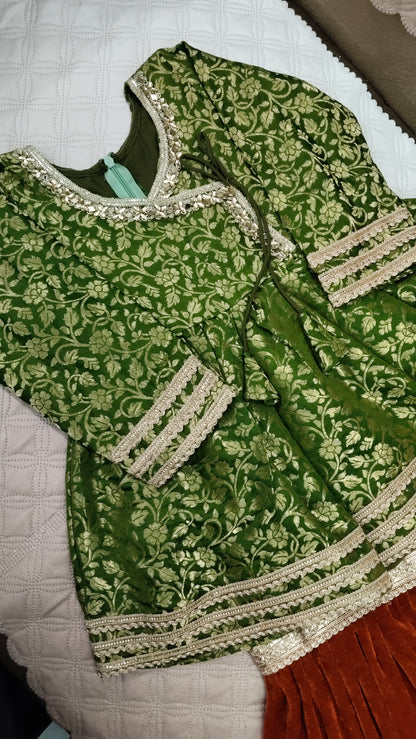 Banarasi peplum with velvet garara