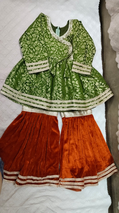 Banarasi peplum with velvet garara