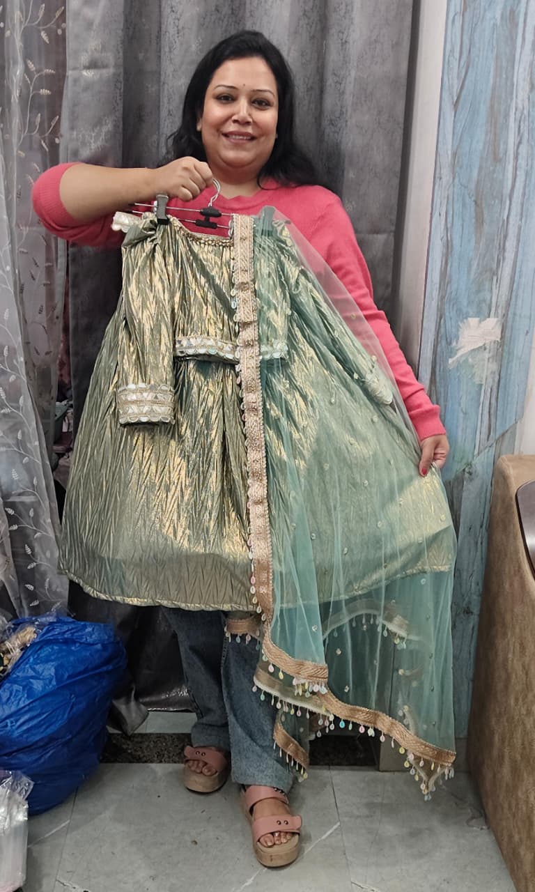 Premium shimor self print lehenga set