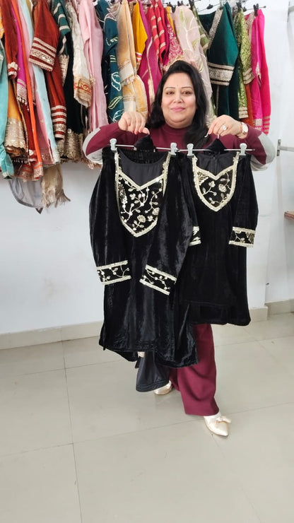 Premium velvet mother daughter matching outfits