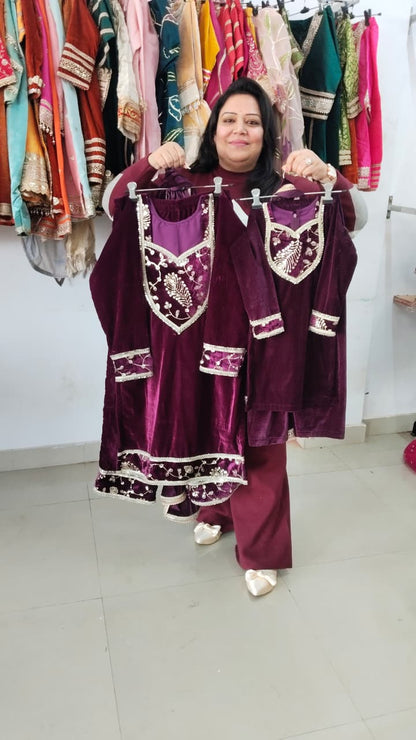 Premium velvet mother daughter matching outfits