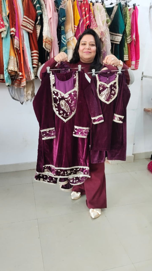Premium velvet mother daughter matching outfits