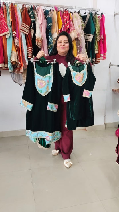 Premium velvet mother daughter matching outfits