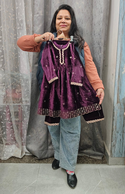 Premium velvet mother daughter matching outfits