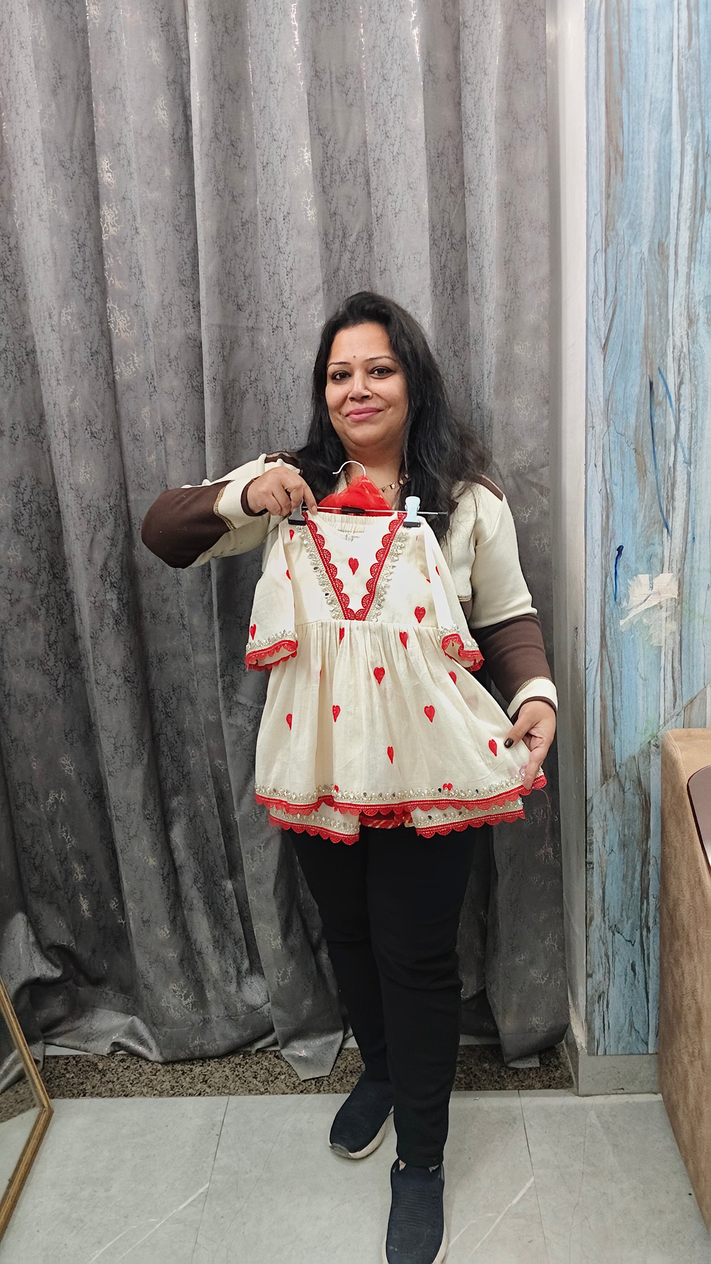 Heart Embroidered Frock Suit