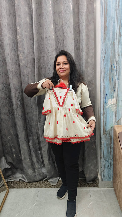 Heart Embroidered Frock Suit