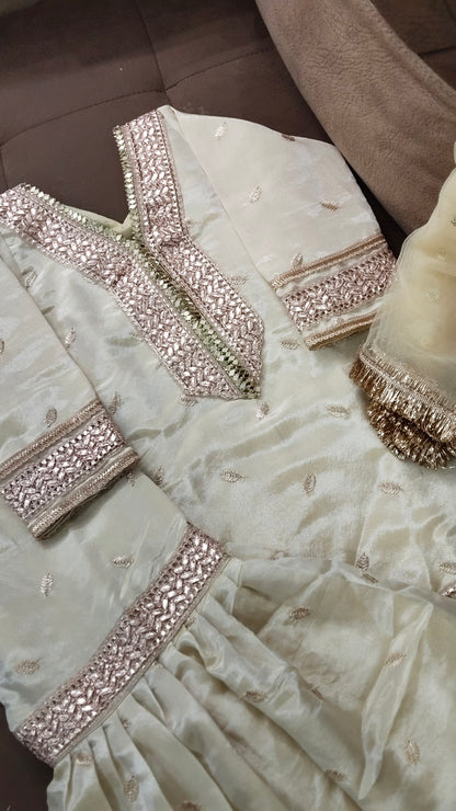 Pure cosmos silk embroidered Garara Suit