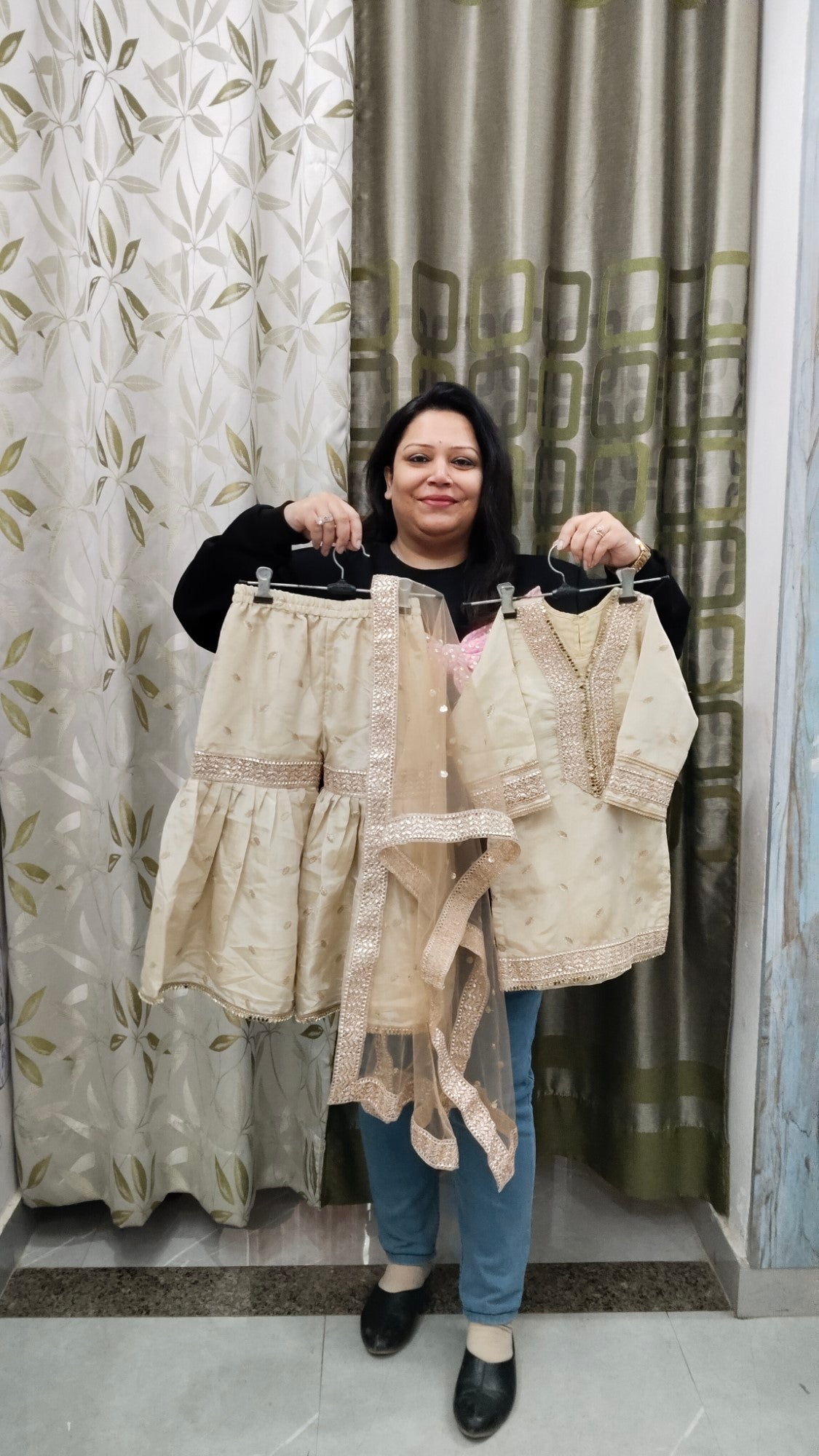 Pure cosmos silk embroidered Garara Suit