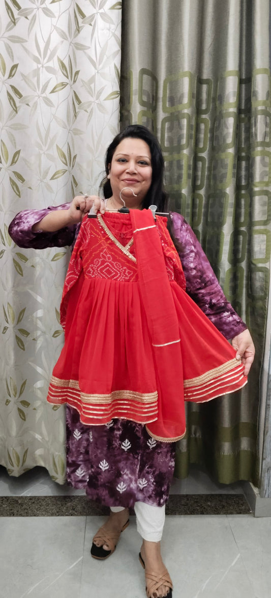 Bandhni Frock Suits - for Kids