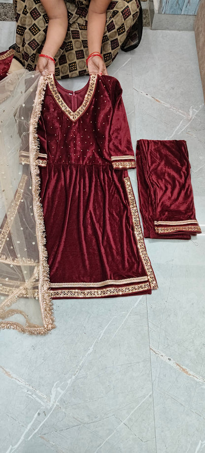 Velvet Naira Cut Suit - for Kids n moms