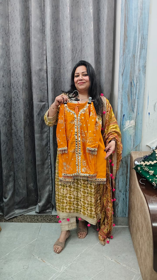 Premium Vichitra Silk Suit Set