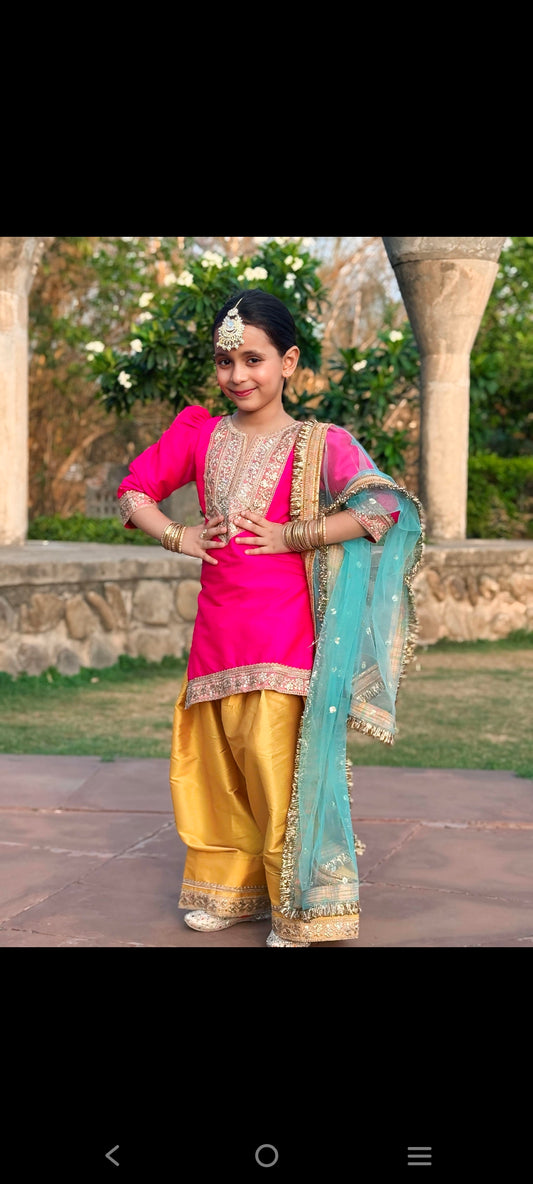 Luxe Banarasi Farshi Salwar Suit - for Kids
