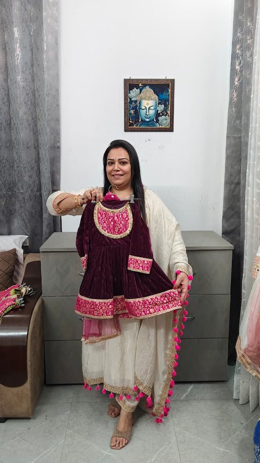 Premium Velvet Banrasi Frock Suits