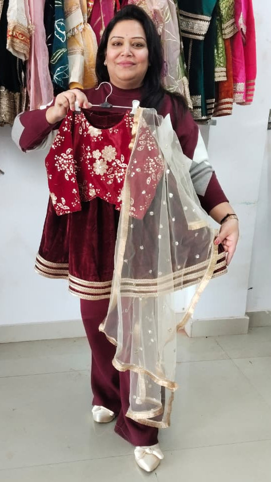 Winter velvet lehenga sets