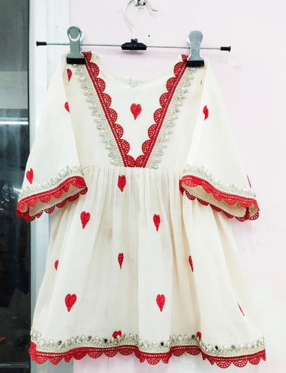Heart Embroidered Frock Suit