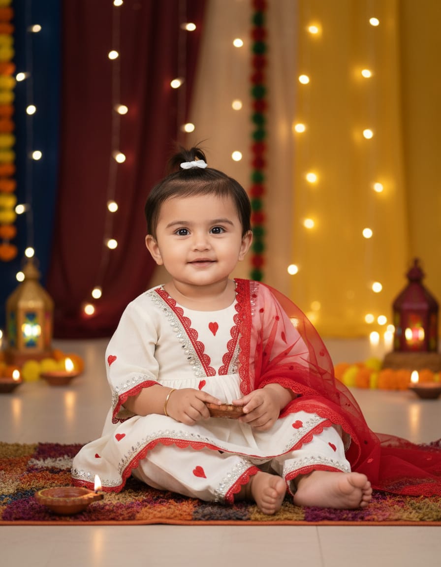 Heart Embroidered Frock Suit