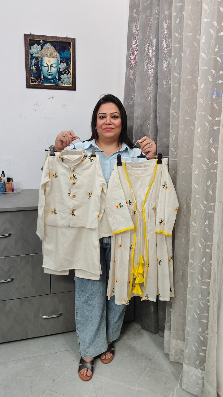 Organic Cotton Embroidery Brother-sister Combo