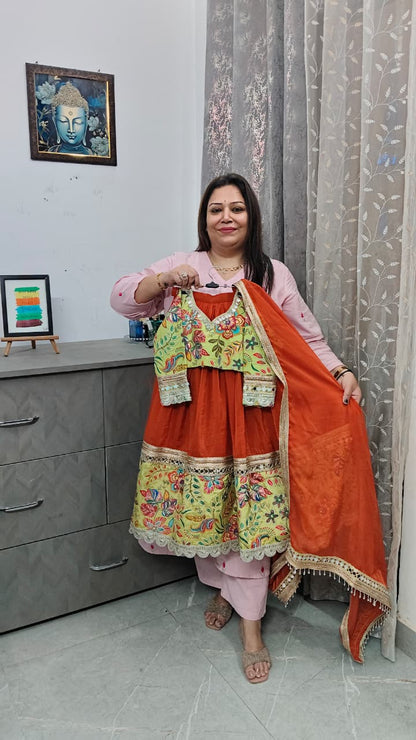 Luxury Natural Crape Work Lehnga Set