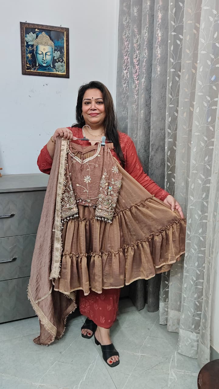 " Meher Mocha" Ruffle Lehenga